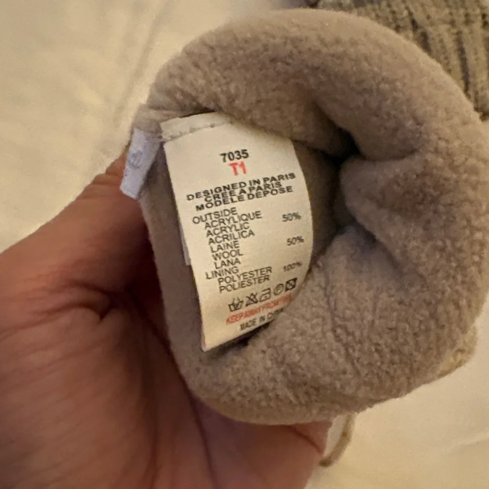 Jacadi Beige Knit Mittens with Strap